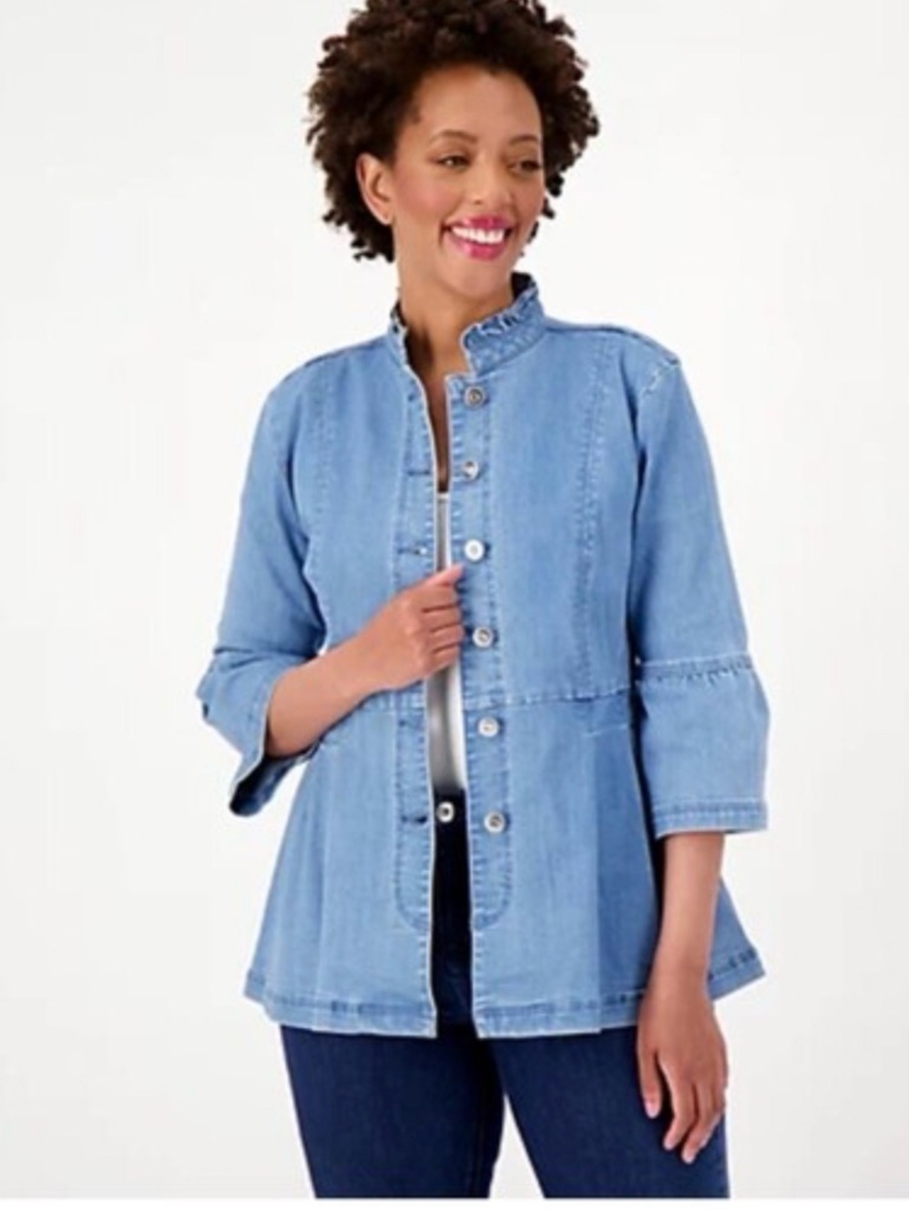 Denim Cinched Waste denim Shirt   - Studio Park